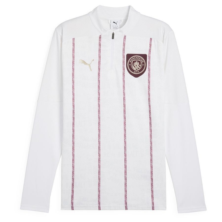 Manchester City Training Shirt Pre Match 1/4 Zip - PUMA White/Dark Jasper Kids-SoccerKits Hub | Buy Soccer Jerseys Online